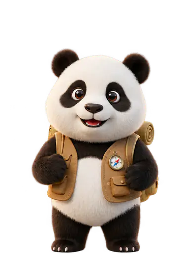 Suitcase Panda waving